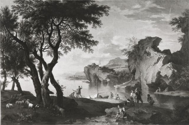 Bildarchiv Foto Marburg — Budapest, Mus. f. bild. K. Andrea Locatelli (1695-1741). Sonnenuntergang — insieme